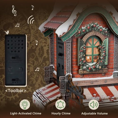 3D Wooden Puzzles for Adult,DIY Cuckoo Clock Kit(Christmas Cabin) - color: Christmas Clock