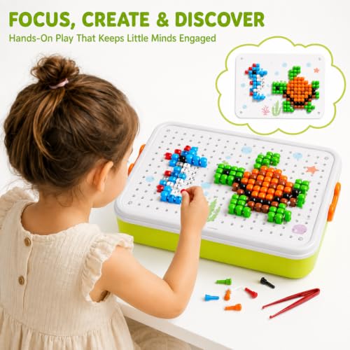 Puzzle for Kids 3-5: 3D Mushroom Nail Puzzle 460 Pieces Building Peg Kit