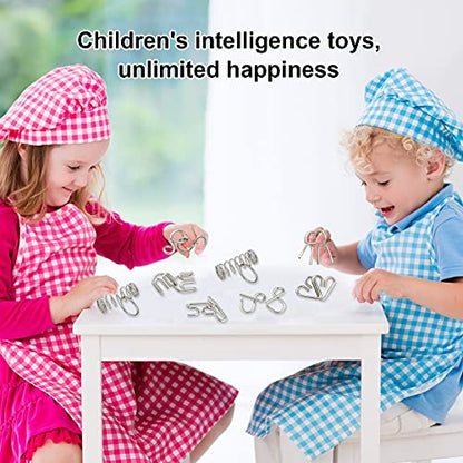 IQ Toys, Metal IQ Puzzle Set of 24, IQ Test Mind Game Toys Brain Teaser Metal Wire Puzzles Magic Trick Toy
