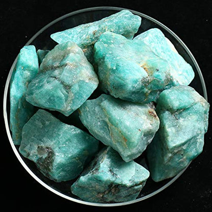Zenkeeper 1Lb Amazonite Crystal Stone Natural Raw Stones & Fountain Rocks for Tumbling, Cabbing, Polishing, Wire Wrapping, Wicca & Reiki Crystal Healing - color: Amazonite