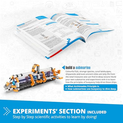 Engino: Discovering STEM - Fluid Dynamics: Archimedes Principle, Buoyancy & Hydraulics - 6 Models, Toy Structure Brick Building Set, Snap-Fit, Kids 9+