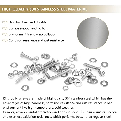 562 Pieces M3 x 4/6 /8/10 /12/16 /20mm Countersunk Head Socket Cap Screws Nuts Washers Assortment Kit, 304 Stainless Steel, Fully Machine Thread - size: M3, style: Countersunk Head Socket Cap