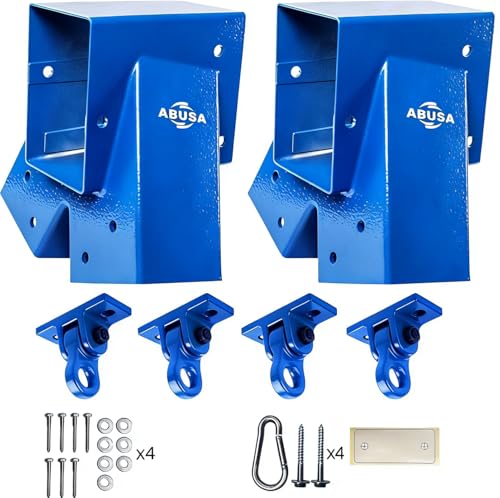 ABUSA Heavy Duty Swing Sets Brackets Including 2 Blue A-Frame Swing Set Brackets and 4 Swing Hangers for Playground Equipment Mounting Parts Hardware Included (Blue006) - color: Light Blue