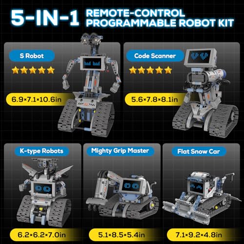 Robot Building Kit with Remote Control STEM Gift for Boys Age 6-14 | Birthday Gift for Boys Girls Ages 6-14 | 352PCS 5-in-1 Robot | APP + Remote | STEM Robotic Toys | Rechargeable |Educational - style: K96170