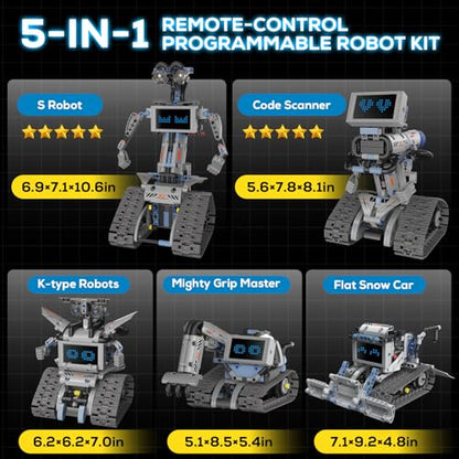 Robot Building Kit with Remote Control STEM Gift for Boys Age 6-14 | Birthday Gift for Boys Girls Ages 6-14 | 352PCS 5-in-1 Robot | APP + Remote | STEM Robotic Toys | Rechargeable |Educational - style: K96170