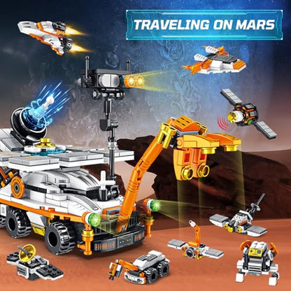 Mars Rover Building Blocks Set for Boys Ages 6-12, 25-in-1 Space Toys for Kids to Assemble a Big Mars Rover or 12 Small Different Space Probe, Best Present for Boys and Girls Aged 8-14 (556PCS)