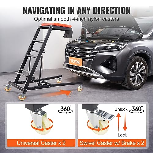 VEVOR Top Automotive Creeper, Engine Creeper 42.5"-64.8", 400 LBS Capacity High Top Creeper, 4 Swivel Caster Wheels, Padded Deck, Creeper for Home Garage, Workshop Repair Maintenance - size: 48-64 inch, style: H