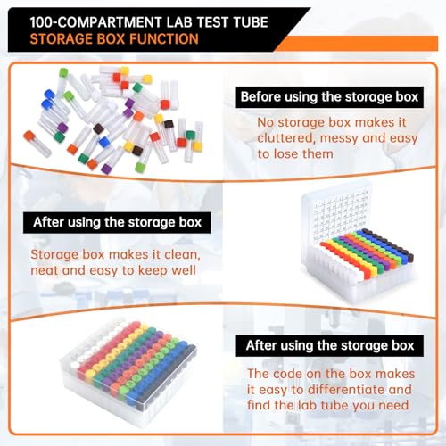 100pcs 2ml vials with caps Plastic Cryogenic Test Tubes with caps lab cryovial Tube Container cryovials with 30pcs 3ML Dropper Pipette (100pcs 2ml Test Tube) - size: 100pcs 2ml test tube