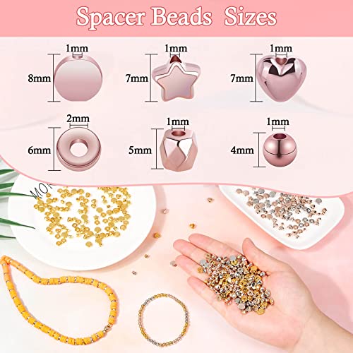 selizo 2160 Pieces Gold Spacer Beads Set, Assorted Bracelet Beads for DIY Jewelry Making(Gold, Sliver, Rose Gold, KC Gold)
