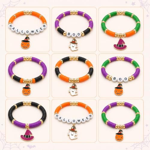 Halloween Bracelet Making Kit with Disc Beads, Letter Beads and Charms - color: style 02