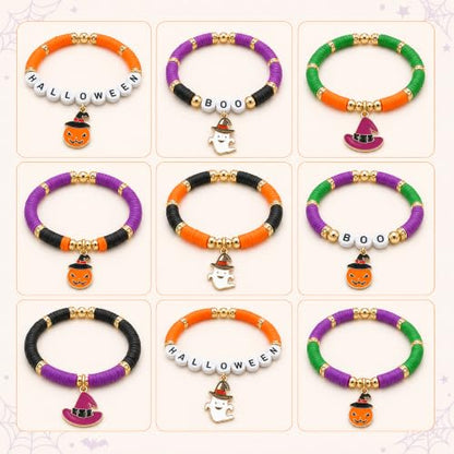 Halloween Bracelet Making Kit with Disc Beads, Letter Beads and Charms - color: style 02