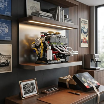 V8 Engine Model Kit 1:4, 659 Pieces, Hand Crank Engine Model