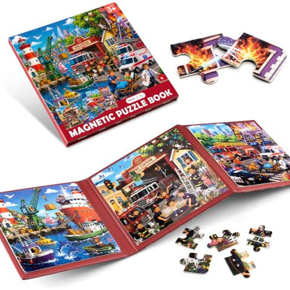 Biarek Fire Truck & Rescue Magnetic Puzzles for Kids 3-5, 75-Piece Set - color: Fire Truck & Rescue - 75 Pieces
