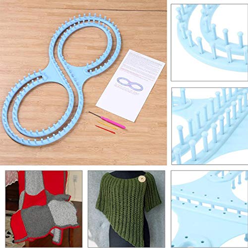 WAYION 55" Afphgan Serenity Loom Knitting Board Weave Loom Kit with Step by Step Instructions Great for the Experienced Loom Knitter(Blue/Pink) (Blue) - color: Blue