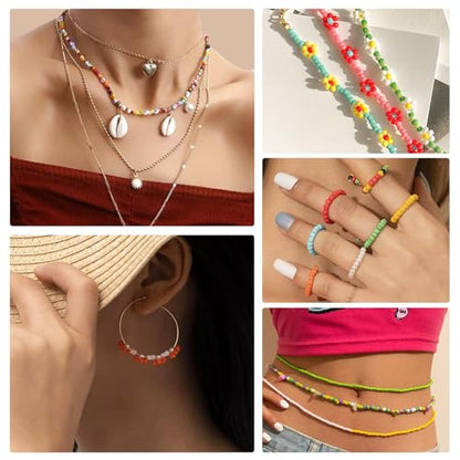 TEXGIZRLY 3mm Seed Beads for Jewelry Making Bracelet Making Kit Adults - size: Seed Beads 3MM-A