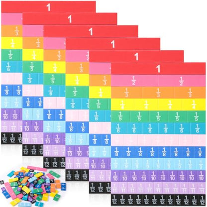 6 Sets Fraction Tiles, Math Manipulatives for Classroom, Vivid Color - color: Vivid Color