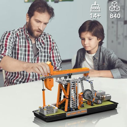 Mould King 17087 Oilfield Movable Building Sets, Engineering Display Model with Battery & Motor, Oil Source Technology Construction Blocks - style: Oil Well