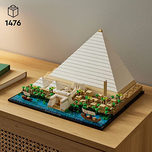 LEGO Architecture Great Pyramid of Giza Set 21058, Home Décor Model Building Kit, Creative DIY Activity, Famous Landmarks Collection - color: Green