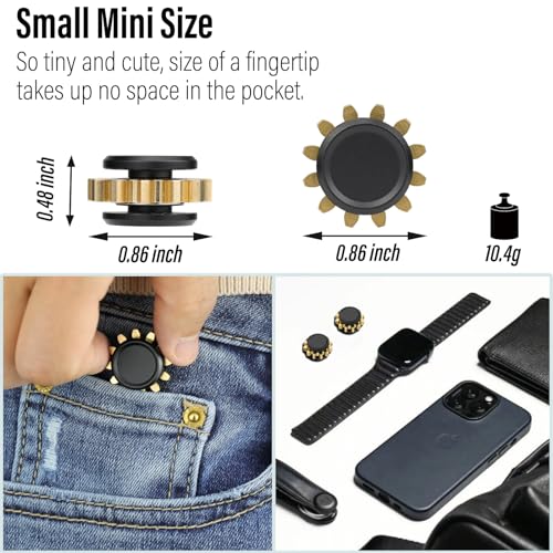 FREELOVE Gear Metal Fidget Spinner Toys for Adults, Small Mini Tiny Pockget Figette, Bike Chain, Copper Brass Hands Gyro, Quiet Silent Cool Cube for Anxiety Men (1 Gear, Black-Brass) - color: 1 Gear Black, style: 1 Gear