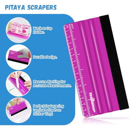 TECKWRAP Professional Felt Squeegee for Vinyl, 20 PCS - color: 20pcs Pitaya & Blue