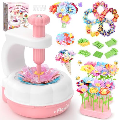 GirlsHome 300+PCS Fabric Flower Bouquets Toys, DIY Flower Making Kit - color: White Pink