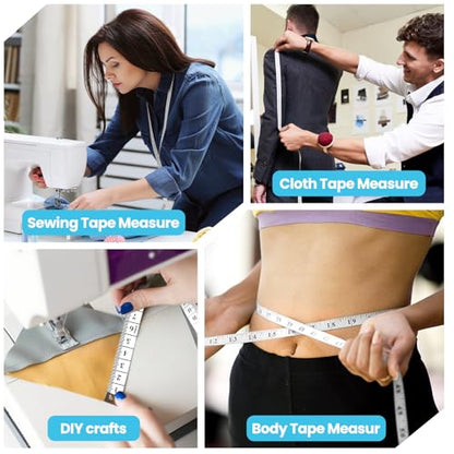 12 Pack White Soft Tape Measure – 60"/150cm Dual Scale Cloth Ruler for Sewing, Body Measurements, Tailoring, Fitness Tracking, Craft & Weight Loss, Flexible Fabric Tape with Metal Ends - color: 12pcs-white