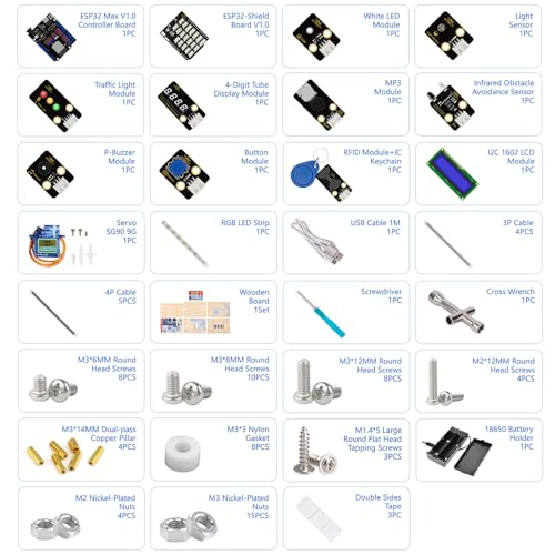4-in-1 ESP32 STEM Smart Traffic Kit Compatible with Arduino, STEM Robotics Science Kit, Engineering Project STEA Activity Gift Suitable for School Education Kit, Family Education for Kids 12+ - color: 4-in-1 Esp32 Stem Smart Traffic Kit