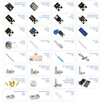 4-in-1 ESP32 STEM Smart Traffic Kit Compatible with Arduino, STEM Robotics Science Kit, Engineering Project STEA Activity Gift Suitable for School Education Kit, Family Education for Kids 12+ - color: 4-in-1 Esp32 Stem Smart Traffic Kit