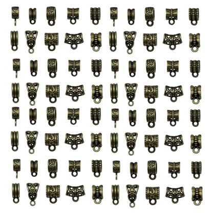 WOCRAFT 60pcs Antique Bronze Bails Space Beads Bracelet Charms for Jewelry Making Sets DIY Necklace Bracelet Keychain Crafting Charms Kit Craft Supplies (SN853) - color: Antique Bronze, size: Bails Charms