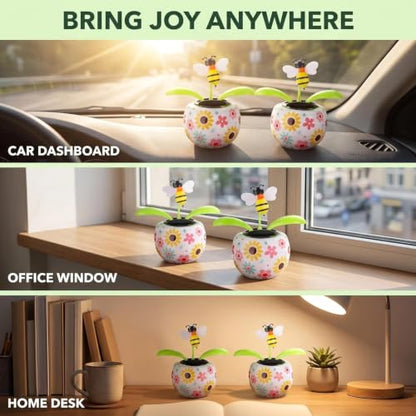Solar Dancing Solar Powered Dancing Bee Toy in Colorful Shape Flip Flap Animated Bobblehead Dancer Window Sun Catcher Car Dashboard Decor Solar Power Kits Learning and Education