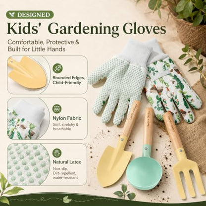 Kids Gardening Set Toys, 12PCS Garden Tool Kit for Kids and Toddlers with Tote Bag,Watering Can, Gloves, Shovel, Learning Outdoor Toys Gifts for Boys Girls Age 3-6 (Green) - color: green