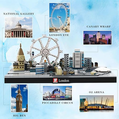 London Skyline Building Sets - London Architecture Building Blocks with Big Ben, London Eye, Tower Bridge - MOC Compatible Building Kit for Adults, Collectible Display Gift 1127 PCS