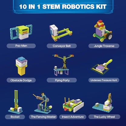 ICQbot 10 in 1 Coding Robot Kit,270+ Piece ScratchJr Learning Educational APP Remote Voice Programming Building Toys for Age 5+ Kids - style: ICQbot
