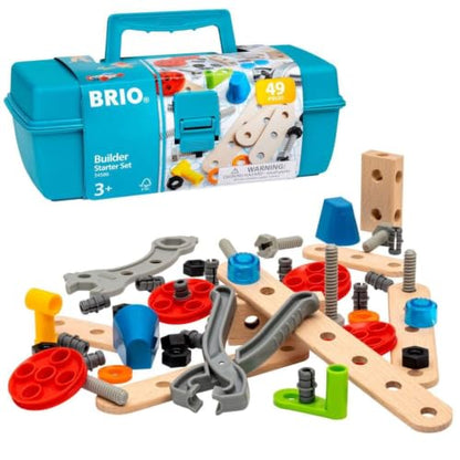 BRIO Builder Starter Set 34586 - Comprehensive 49 Piece STEM Building Set - Enhanced with Wood and Plastic Pieces - Ideal Learning Toy for Kids Aged 3 and Up - MESH Accredited - style: Starter Set
