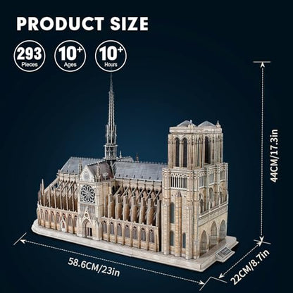 CubicFun Notre Dame de Paris 3D Puzzle with Opening Wall, 293 Pieces - style: France︱Notre Dame de Paris