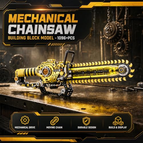 Motorized Chainsaw Building Kit 1096 Pcs - color: Mechanical Chainsaw With Motor