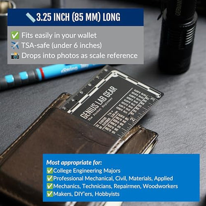 The Authentic Pocket Engineer: Small 3 Inch Metal Engineering Ruler Tool