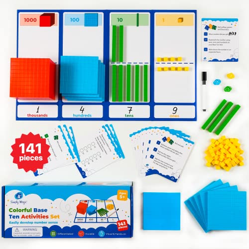 Simply magic 141 PCS Base Ten Blocks for Math - Place Value Number Cubes