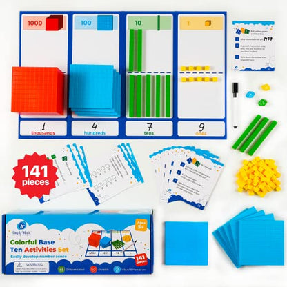 Simply magic 141 PCS Base Ten Blocks for Math - Place Value Number Cubes