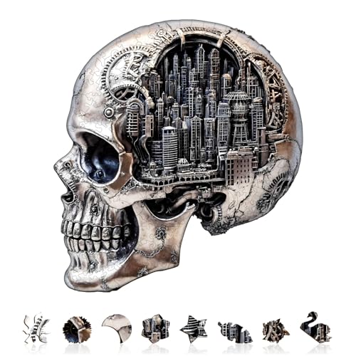 City Skull Puzzles Adults Gifts Wooden 175 Pieces 11.4 * 10.5in - color: City Skull, size: Medium