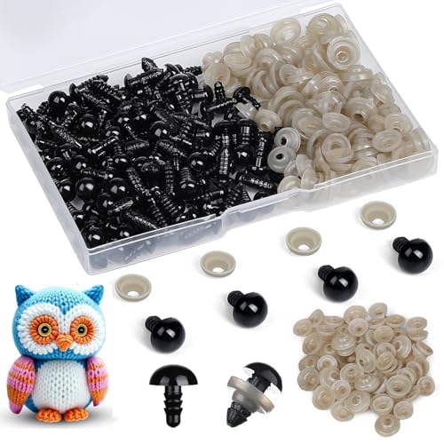 320pcs 10mm Safety Eyes for Amigurumi Black Plastic Crochet Eyes - size: 10mm
