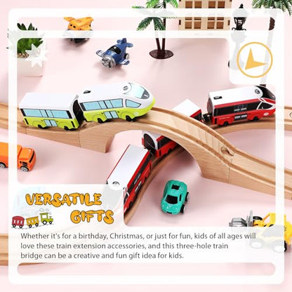 Kigley Wooden Train Track Expansion Accessories Bridge Set