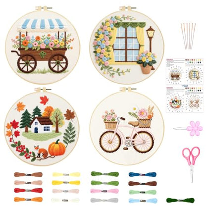 ORIGACH 4 Pack Daily Life Embroidery Kit for Beginners - style: Daily Life