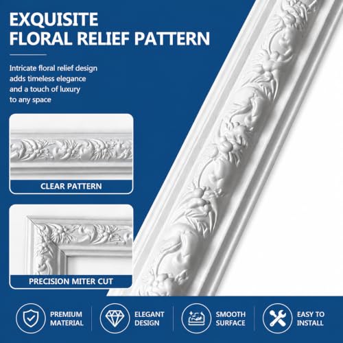 Peel and Stick Wall Molding Kit,Wainscoting Panel Accent Wall Molding Trim - color: Floral-24x54in