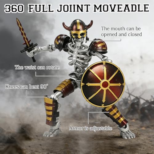 6 Pack T13 Action Figures Set with 54 Accessories, Skeleton Action Figure Mini Dummy 13, DIY Multi-Colored Titan 13, Skeleton Toy Multi-Jointed Movable 3D Printed Toys