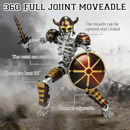 6 Pack T13 Action Figures Set with 54 Accessories, Skeleton Action Figure Mini Dummy 13, DIY Multi-Colored Titan 13, Skeleton Toy Multi-Jointed Movable 3D Printed Toys