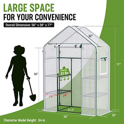 WORKPRO Portable Small Greenhouses(56"x 29"x 77") for Outdoor/Indoor - style: 56" L X 28" W X 77" H- Walk in Small