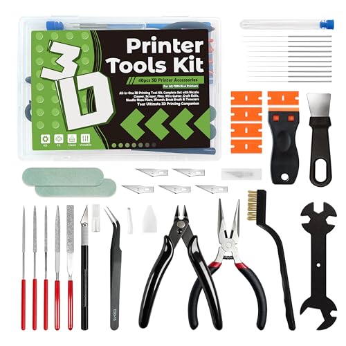 40PCS 3D Printer Tools Kit with Storage Case for FDM 3D Printing
