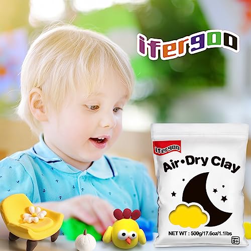 ifergoo 500g Yellow Air Dry Clay, 1.1LBS Foam Magic Modeling Clay for Kids - color: Yellow/500g