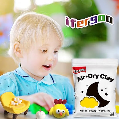 ifergoo 500g Yellow Air Dry Clay, 1.1LBS Foam Magic Modeling Clay for Kids - color: Yellow/500g